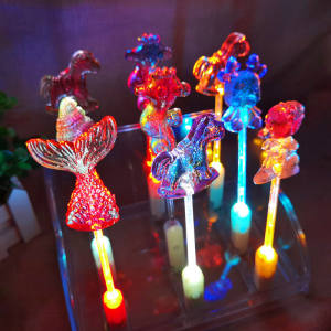 White pole Crystal Lollipop Children's Day double light flashes color -changing LED luminous sugar wine bar night shop fluorescence lollipop