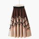 Spring high waist slim retro fashionable striped plaid contrasting color asymmetric printed mid-length skirt
