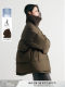 First cotton wool knitted large lapel down jacket for women 90 white goose velvet winter turtle back bread jacket mid-length stand-up collar jacket
