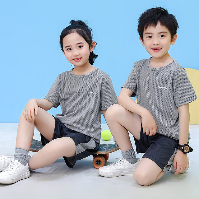 Summer new children's mesh sportswear boys and girls short-sleeved ...