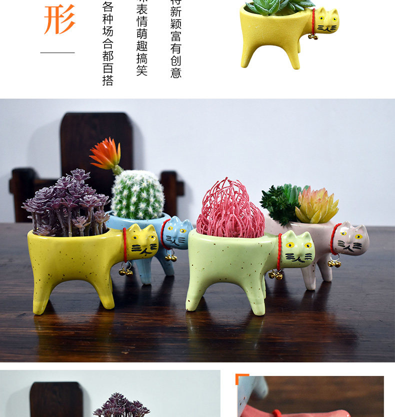 YUANstore Ceramica Viso Testa Vaso di Fiori Vaso di Cactus Pianta