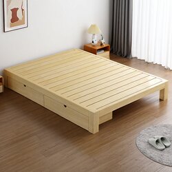 Bed Tatami Bed Frame Floor Bed Solid Wood Bed 1.2m Single Bed for Home Use 1.8m Double Bed Frame Slatted Frame 1.5m