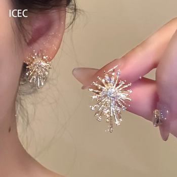 Fireworks Earrings 2024 New Popular Style Light Luxury High-Quality Autumn and Winter Temperament Earrings Niche Unique Earrings Sparkling