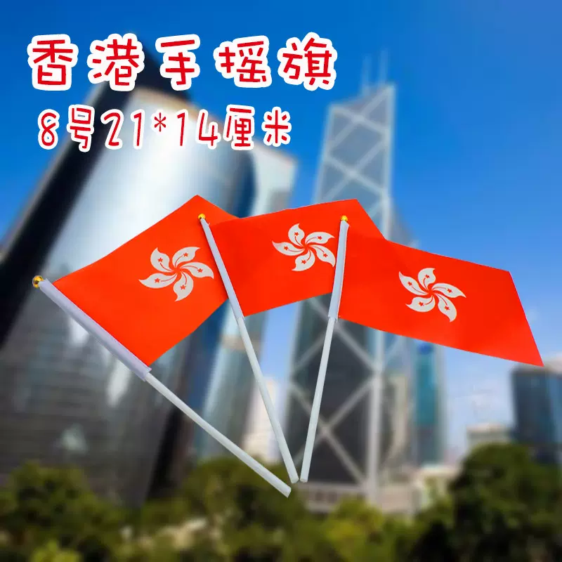 各国小国旗香港手摇旗香港区旗紫荆花旗8号