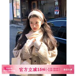 
VASSE Beauty Crab Korean version of age-reducing round neck full wool circle loose sweater jacket for women autumn loose lazy top