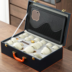 Ruyao Kung Fu Tea Set, a Special Tea Set for Young People to Make Tea, Including a Gaiwan, Teapot, and Tea Tray, a Gift for Elders and Clients