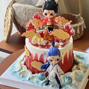 
Internet celebrity Nezha Aobing cake decoration Nezha Xiangyun flame plug-in children's boy birthday party dessert decorations