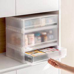 Lazy Corner Medicine Storage Box, Household Desktop Drawer-Type First Aid Kit, Regular Medication Classification and Compartmentalization Medicine Box