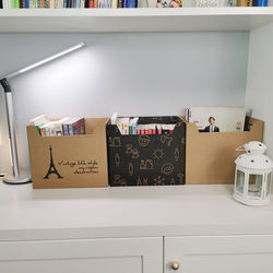 Casual Pure Color Paper Book Magazine File Organizer Large Thickeneded Environmentally Friendly Cartoon Picture Book Desktop Storage Box