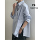Super beautiful! irregular side slit slanted button-down shirt for women in spring and autumn new design niche and unique top