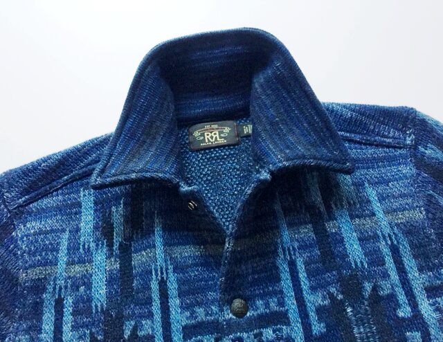 RRL YikuRRL Indigo WorkshirtJumper blue dyed Indian ethnic style sweater