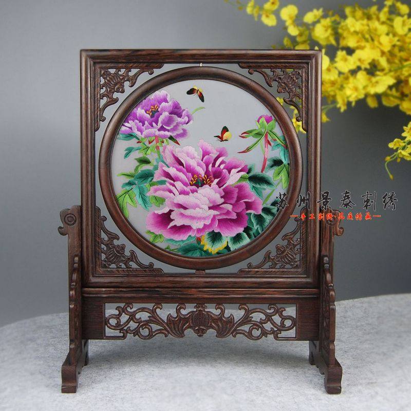 蘇州刺繍 両面スクリーン - 中国の手作り工芸品