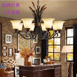 American Simple Retro Baide  Wheat Ear De1058 Five-Eight-Head Environmentally Friendly Water-Based Paint Living Room Chandelier Wall Lamp
