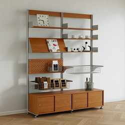 No-Drill Aluminum Profile Floor-Standing Storage Rack, Living Room Entryway Partition Display Cabinet, Adjustable Multi-Layer Vertical Storage Rack