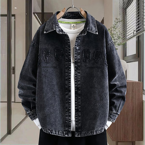 
2026 Spring and Autumn New Denim Jackets Men's American Casual Lapel Jackets Teen Men's Tops Trendy