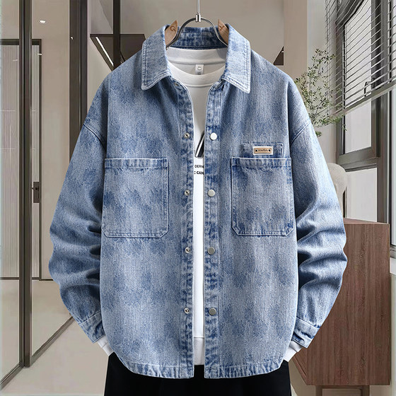 
Teenage men's denim jacket 2026 spring new junior and high school students retro loose washed jacket shirt