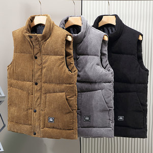 
Thickened corduroy vest men's autumn and winter outer sleeveless vest 2025 new trendy versatile down cotton vest