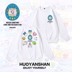Tamagotchi electronic pet round-neck sweatshirt for men and women co-branded tamagotchi autumn and winter plus velvet couple tops