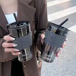 High-Appearance Deer-Shaped Straw Glass Cup, Fashionable Student Water Cup, Promotional Gift Cup, Souvenir Coffee Cup