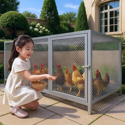 Chicken Coop for Home Use, Extra-Large Outdoor Model, Anti-Weasel, Dense Mesh, Rainproof, Rural Chicken Coop, Automatic Manure Cleaning Breeding Cage