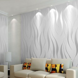 Modern Simple Non-Woven Self-Adhesive Wallpaper for Living Room and Bedroom, Wave 3D Stereo Vertical Stripe Background Wall Self-Adhesive Wallpaper