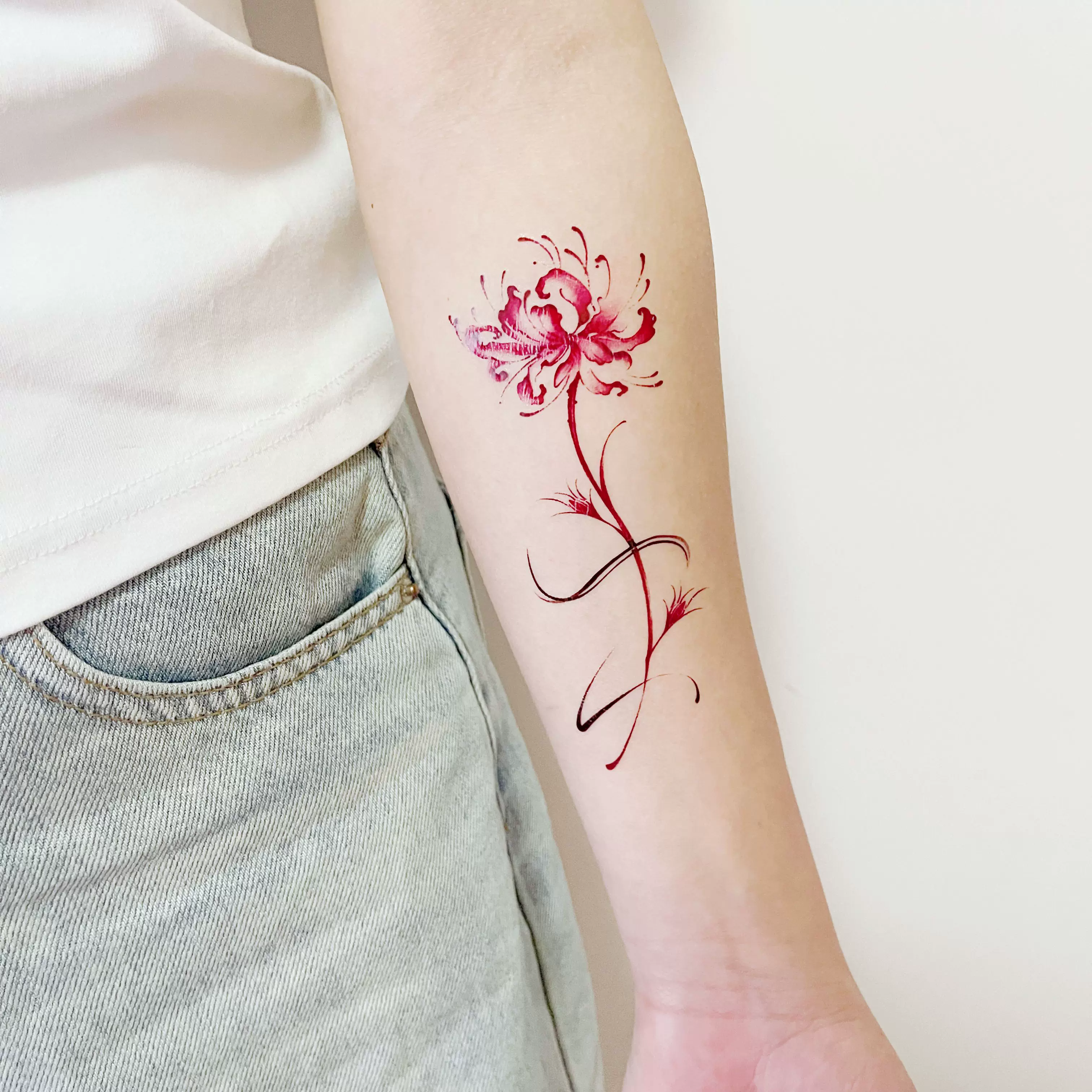 zichen 无尽的爱彼岸花防水仿真可爱高级感原创国风高端纹身贴女