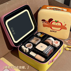 Momo Ai Led Makeup Case with Mirror 2026 New Model Large Capacity Makeup Bag Portable Storage Box with Compartments for Travel