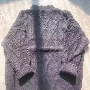 
20763 Lazy style thickened twist pullover sweater mid-length thick stick stitch cable thickened loose knitted sweater for women