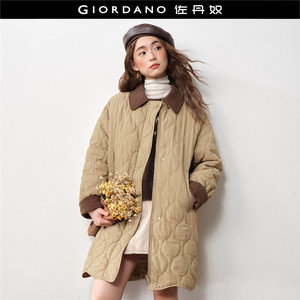 
Designer Giordano long cotton coat for women retro style wavy edge stitching lapel cotton coat 18375719