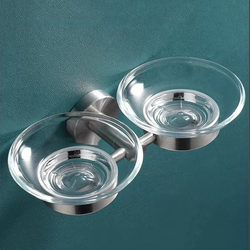 Bathroom Toothbrush Cup, Bathroom Mouthwash Cup, Punch-Free Stainless Steel Soap Dish Cup Holder Set, Hotel Glass Cup