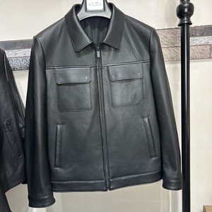 
Haining Leather Men's Genuine Leather Jacket Deer Leather Jacket Lapel Lei Jun's Same Style