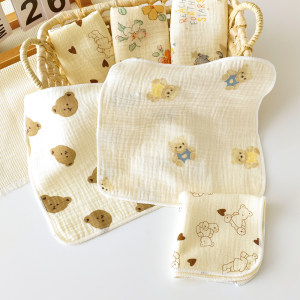 
Baby saliva towel four-layer gauze newborn feeding towel handkerchief absorb water baby kindergarten face washing bath towel