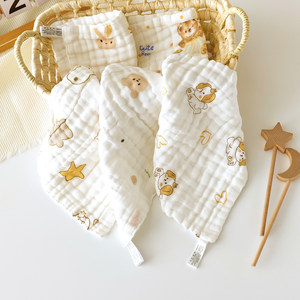 
Baby saliva towel pure cotton gauze newborn high-density feeding towel baby face wash towel bath square towel handkerchief