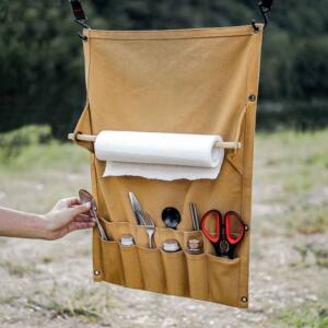
Outdoor canvas tableware storage bag wall-mounted tissue storage rack picnic camping portable multi-function tent