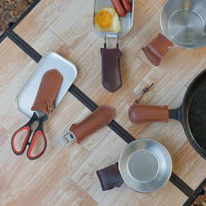 
Outdoor camping frying pan handle cover anti-scalding and anti-slip high-temperature protection cover pu leather pot handle leather case handle cover