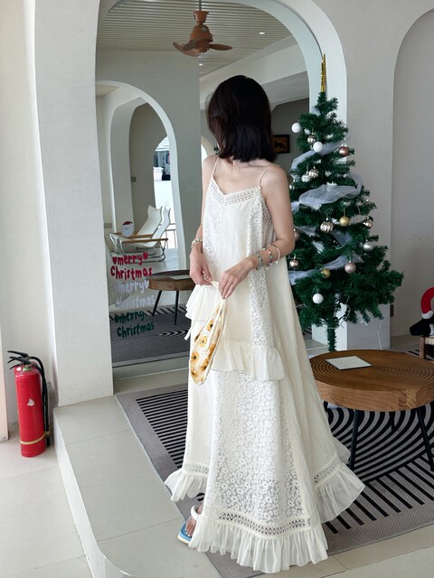 UDANCE modern skirt lace splicing pendulum long skirt embroidery hollow splicing versatile AMD12 main image 1