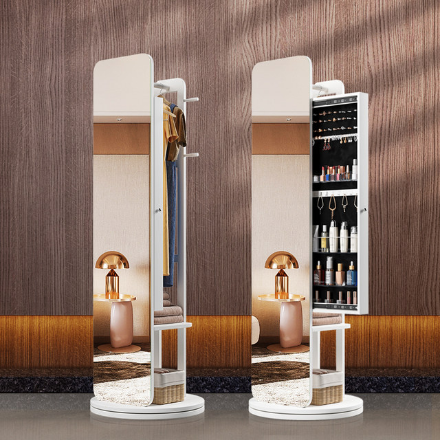 Solid wood dressing mirror full body floor mirror home bedroom rotating ...