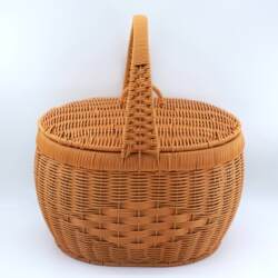 Picnic Basket, Oval-Shaped Outdoor Shopping Basket, Large Capacity Fruit and Egg Shopping Basket, Large Household Rattan Basket
