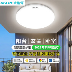 Ougre Led Ceiling Light with Replaceable Bulb, Round Shape, Suitable for Bathroom, Balcony, Bedroom, Kitchen, and Hallway