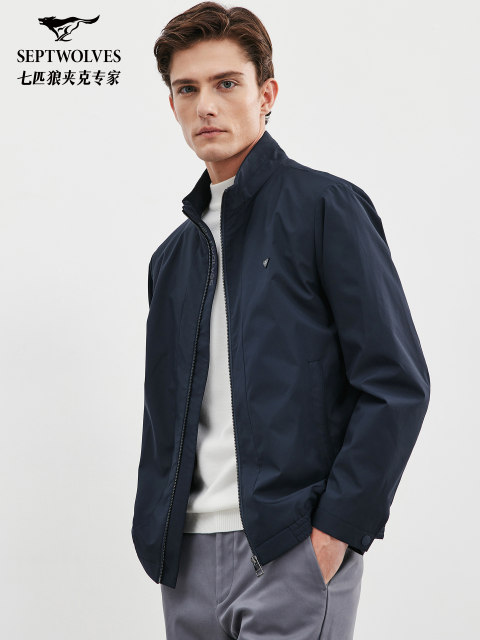 Seven Wolves Casual Standing Collar Jacket Men's Autumn New Simple ...