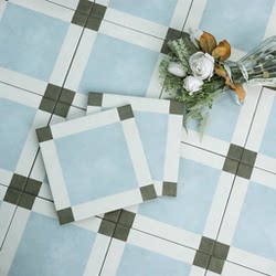 French Retro Fresh Blue Checkered Tiles Bathroom Kitchen Balcony 200*200 Wall Tiles Non-Slip Small Floor Tiles