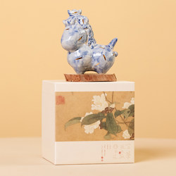 Zodiac Horse Ornament for Fireplace, High-End Blue and White Porcelain, Auspicious Office Decoration, Cute and Wealth-Attracting, Jingdezhen Ceramics