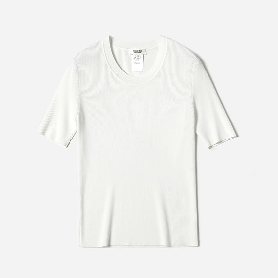
*WZT07185 Moli Yaji Dry, comfortable, soft and high-stretch strip short-sleeved casual knitted pullover for women