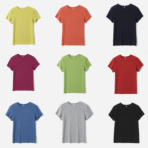 
WTX08127 Jasmine Collection R0*W soft and glutinous Q elastic versatile high-stretch elastic cotton classic round neck short-sleeved T-shirt