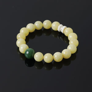 
YBML0001 [Treasure Pickup] White Flower Chicken Fat Yellow Beeswax Mammoth Multi-treasure Ball Beads Single Circle Double Circle Bracelet