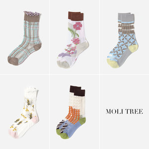 
WWZ09004 Versatile, fashionable, thin, fashionable, colorful, comfortable and delicate crystal gauze mid-calf socks for early spring women