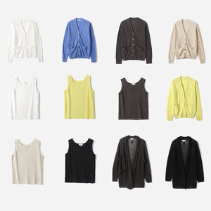 
WZK07108 L*P cool and comfortable full linen retro lazy classic V-neck knitted vest pullover cardigan