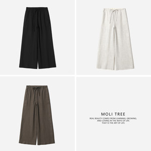 
WKZ08163 Laiser linen/comfortable and breathable/delicious and skin-friendly old money loose drawstring loose straight pants