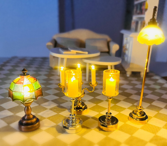 12-point doll house accessories mini desk lighting floor lamp mini scene model props decoration simulation ornament