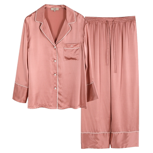 Red silk pajamas for women 100% mulberry silk gold three tower wedding year old long sleeve male couple home clothes set
